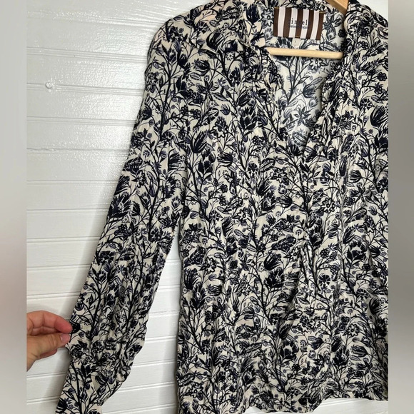 Tinsels Maison Française Women's Floral Print Long Sleeve Button-Down Shirt Sz 2 - Picture 4 of 15
